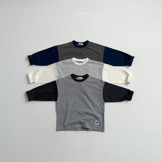 DIGREEN KIDS PREFAL STRIPE COLOR BLOCK TEE SHIRT*PREORDER
