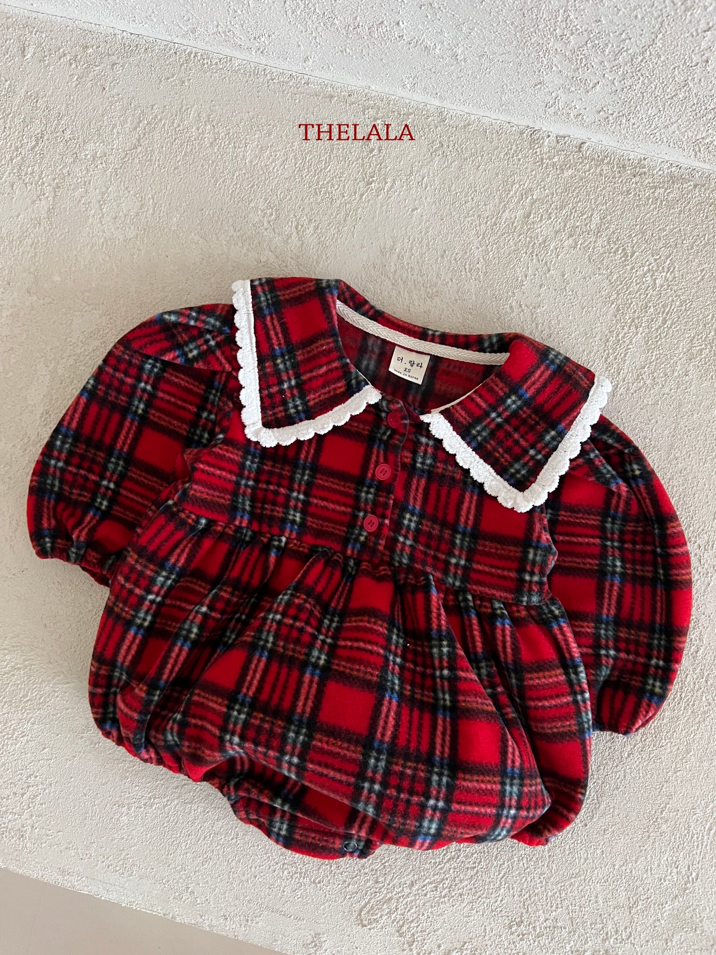 LALA BABY XMAS RED CHECK BODYSUIT**PREORDER