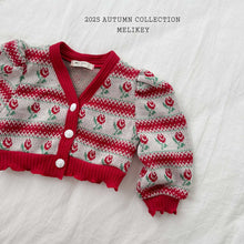Load image into Gallery viewer, MEL KIDS FALL ROSE STRIPE CARDIGAN**PREORDER (Copy)