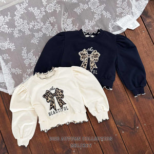 MEL KIDS FALL LEOPARD RIBBON TOP**PREORDER
