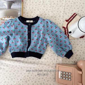 MEL KIDS FALL CHERRY PUFF CARDIGAN**PREORDER