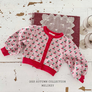MEL KIDS FALL CHERRY PUFF CARDIGAN**PREORDER