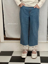 Load image into Gallery viewer, POISSON KIDS LACE TRIM DENIM JEANS**PREORDER (Copy)
