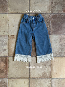 POISSON KIDS LACE TRIM DENIM JEANS**PREORDER (Copy)