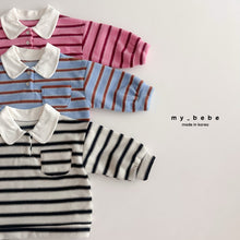 Load image into Gallery viewer, MYBEBE KIDS COLLAR STRIPE TEE SHIRT* Preorder