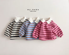 Load image into Gallery viewer, MYBEBE KIDS COLLAR STRIPE TEE SHIRT* Preorder