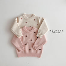 Load image into Gallery viewer, MYBEBE KIDS KNIT HEART SWEATER* Preorder