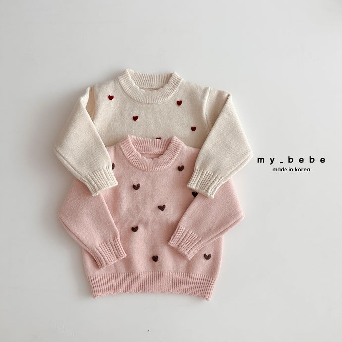 MYBEBE KIDS KNIT HEART SWEATER* Preorder