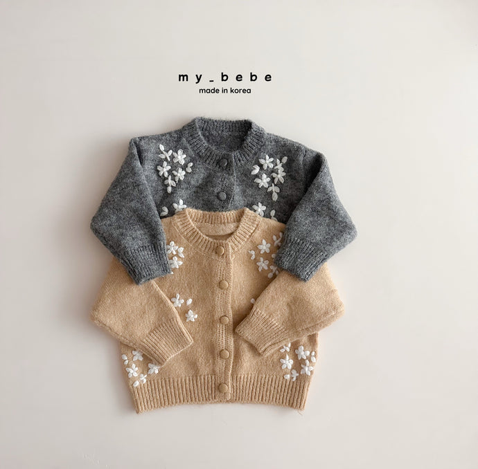 MYBEBE KIDS FLORAL KNIT CARDIGAN* Preorder