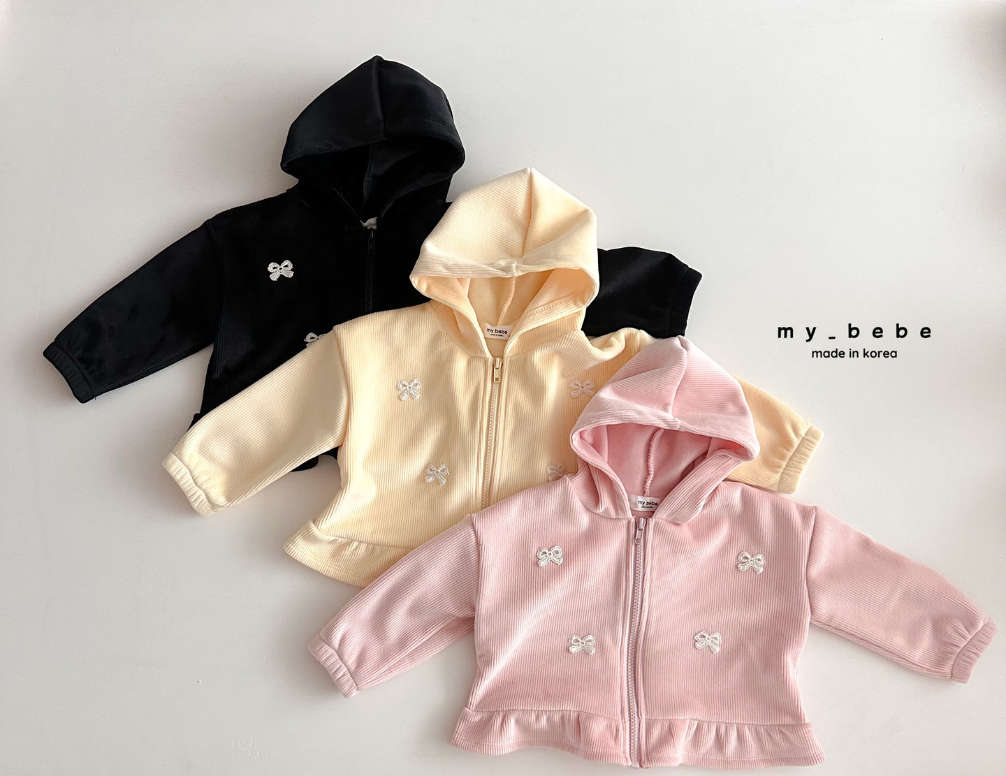 MYBEBE KIDS BOW HOODIE ZIP UP JACKET* Preorder