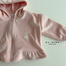 Load image into Gallery viewer, MYBEBE KIDS BOW HOODIE ZIP UP JACKET* Preorder