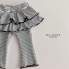 Load image into Gallery viewer, MYBEBE KIDS FRILL STRIPE PANTS* Preorder