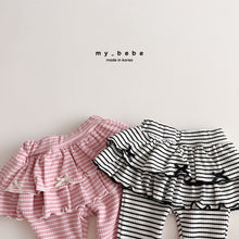Load image into Gallery viewer, MYBEBE KIDS FRILL STRIPE PANTS* Preorder