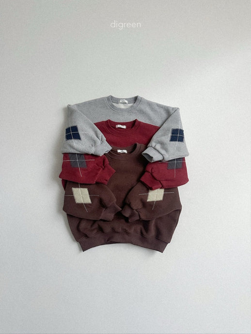 DIGREEN KIDS ARGYLE PATCH SWEATSHIRT*PREORDER