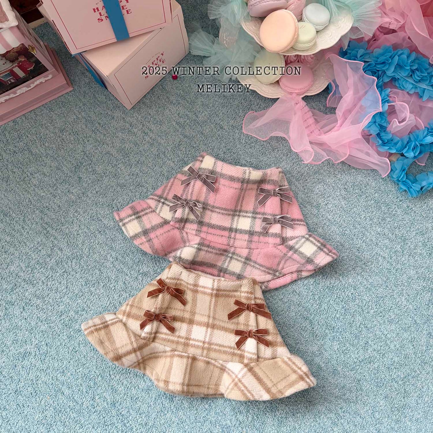 MEL KIDS CHECK FRILL SKIRT**PREORDER