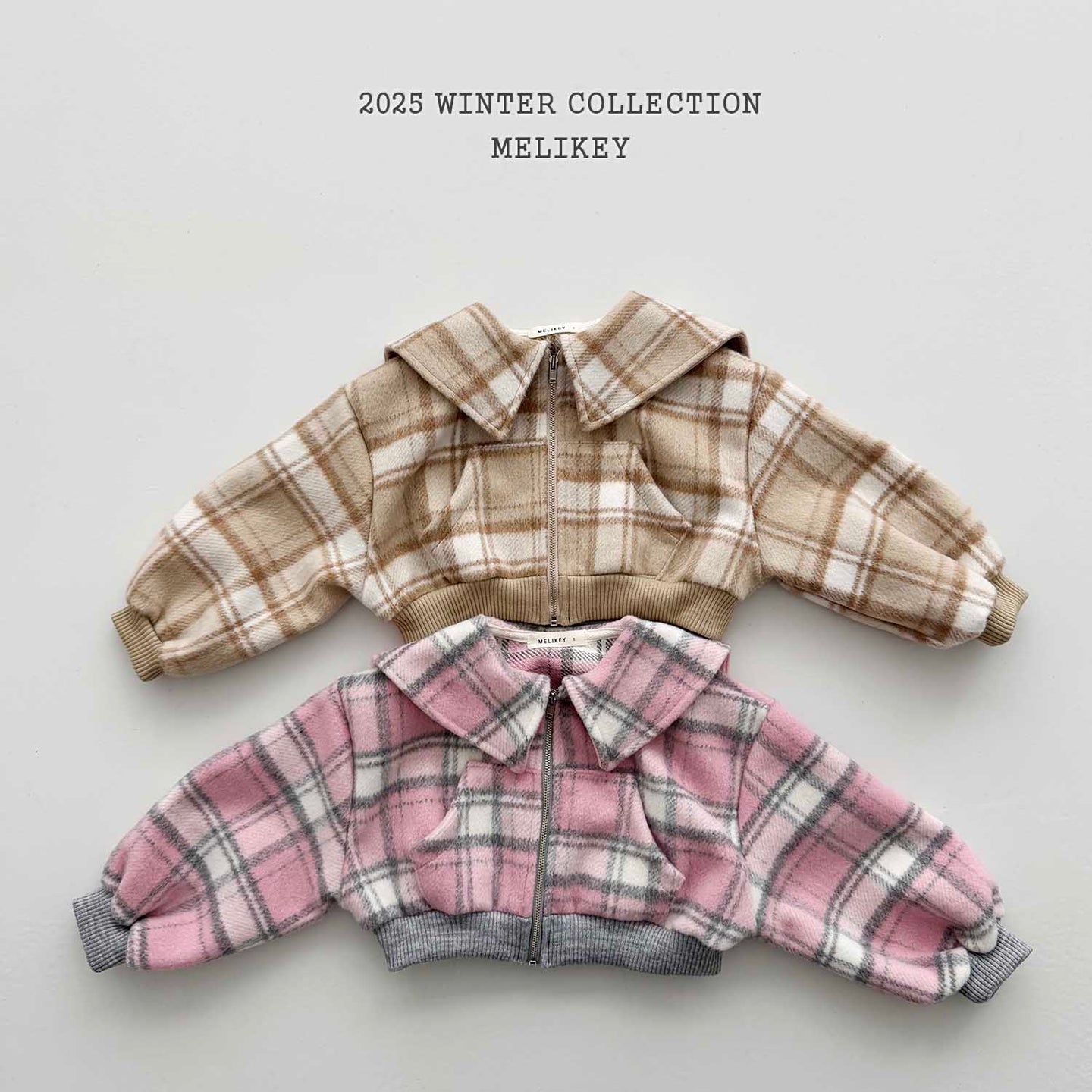 MEL KIDS WOOL CHECK ZIP UP**PREORDER