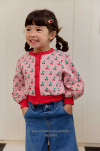 MEL KIDS FALL CHERRY PUFF CARDIGAN**PREORDER