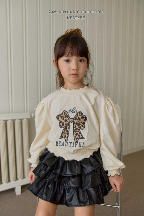 MEL KIDS FALL LEOPARD RIBBON TOP**PREORDER