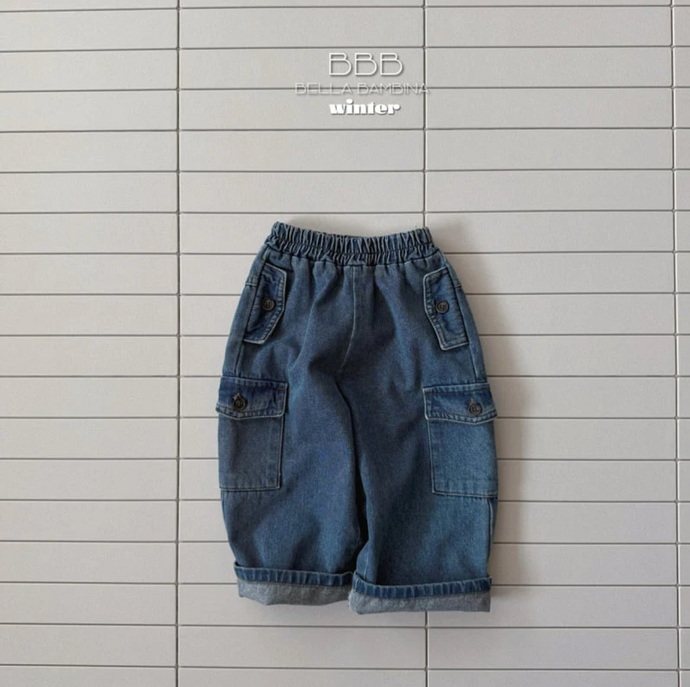 BELLA KIDS TAN CARGO DENIM PANTS*PREORDER
