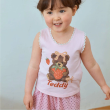 將圖片載入圖庫檢視器中，首款藍色兒童小熊蕾絲無袖T卹**預購**
