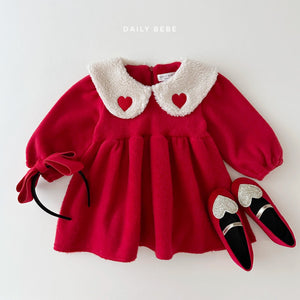 DAILYBEBE KIDS RED BIG COLLAR DRESS* Preorder