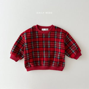 DAILYBEBE KIDS RED CHECK SWEAT SHIRT* Preorder