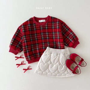 DAILYBEBE KIDS RED CHECK SWEAT SHIRT* Preorder