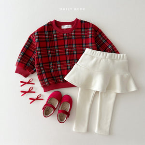 DAILYBEBE KIDS RED CHECK SWEAT SHIRT* Preorder