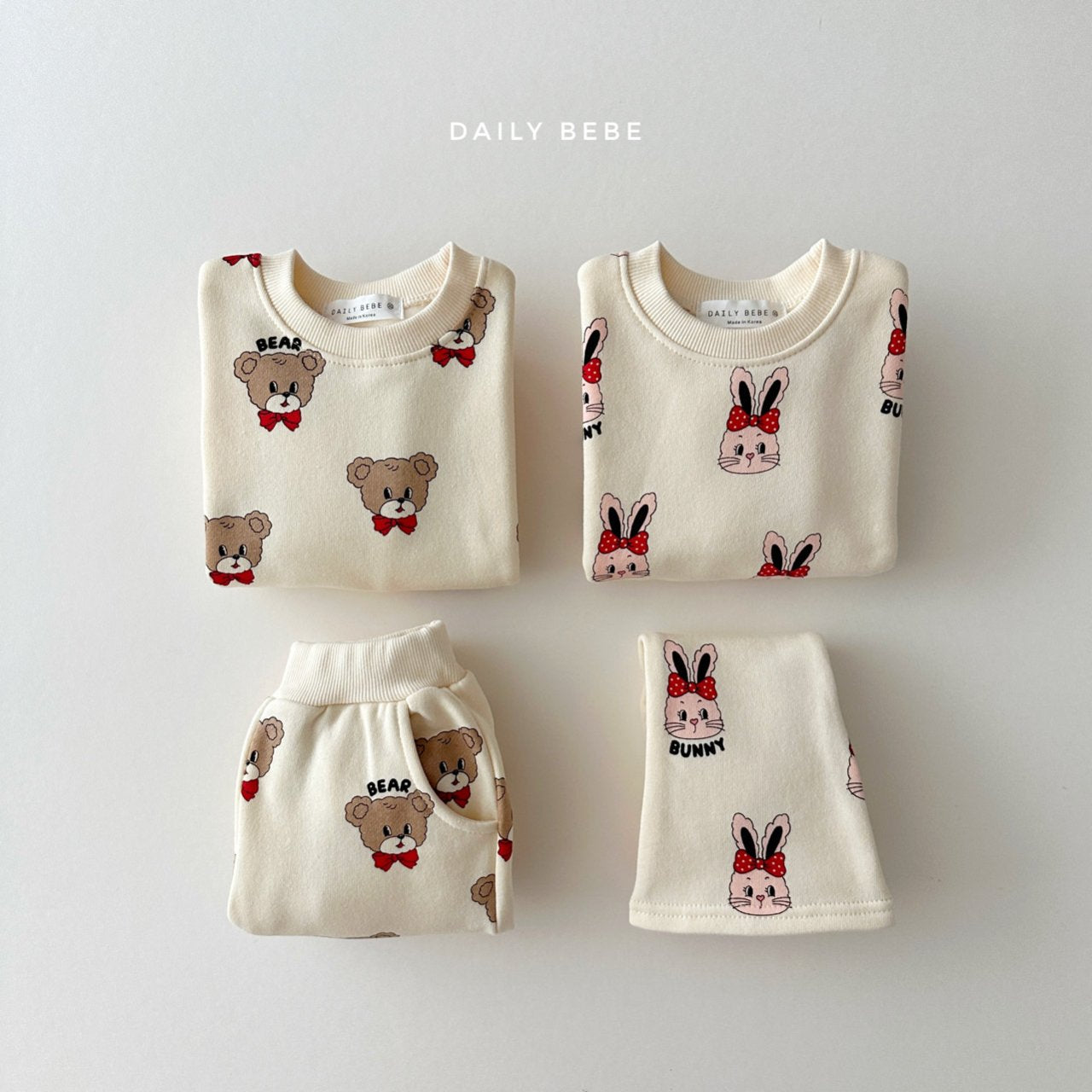 DAILYBEBE KIDS Bear and Bunny Top Bottom Set* Preorder