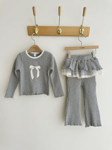 MOMOANN KIDS RIBBON TOP AND BOTTOM SET*PREORDER