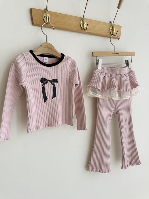 MOMOANN KIDS RIBBON TOP AND BOTTOM SET*PREORDER