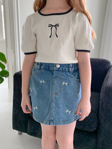 MOMOANN KIDS Ribbon Denim Skirt* preorder