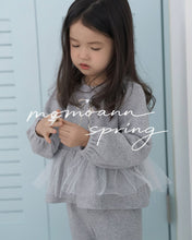 Load image into Gallery viewer, MOMOANN KIDS SPRING GREY PUFF BOW TOP BOTTOM SET*PREORDER