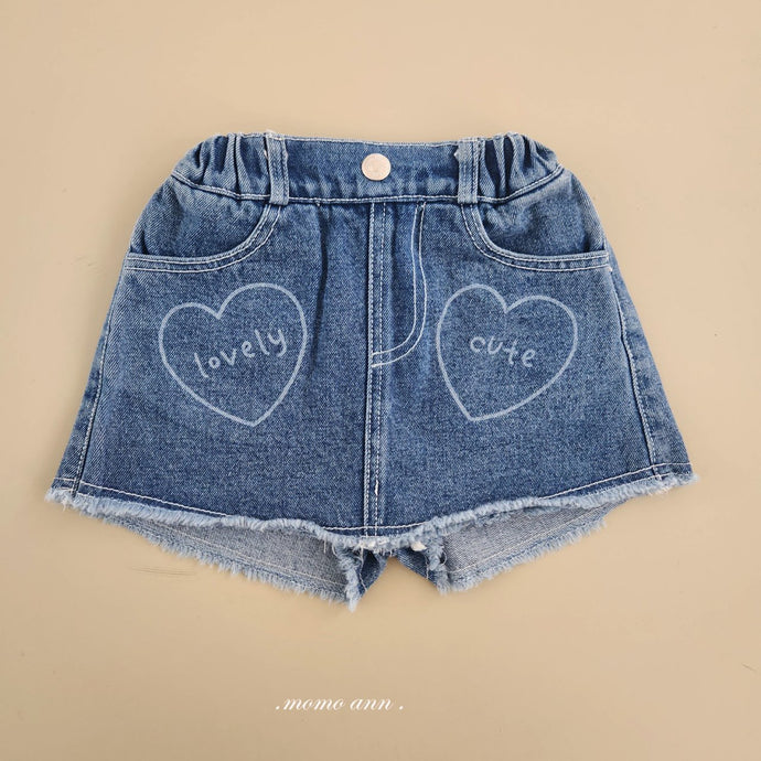 MOMOANN KIDS Heart Denim Skirt Pants* preorder