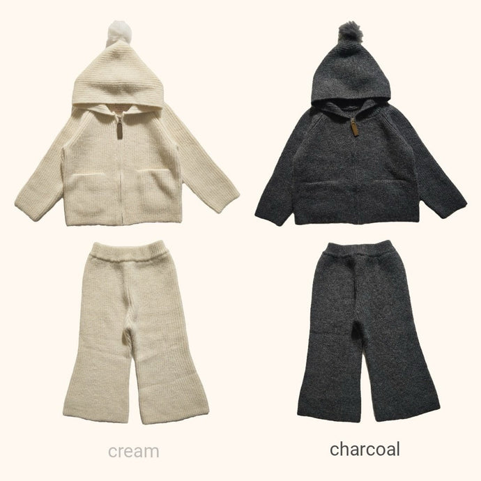 BYMIMI KIDS KNIT HOODIE SET WITH PANTS**PREORDER