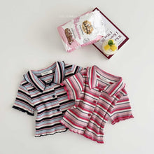 Load image into Gallery viewer, MEL KIDS SUMMER COLLAR STRIPE BUTTON SHIRT**PREORDER