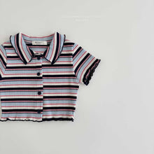 Load image into Gallery viewer, MEL KIDS SUMMER COLLAR STRIPE BUTTON SHIRT**PREORDER