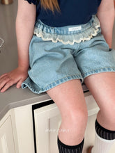 Load image into Gallery viewer, POISSON KIDS FRILL DENIM SHORTS**PREORDER