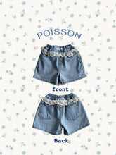 Load image into Gallery viewer, POISSON KIDS FRILL DENIM SHORTS**PREORDER
