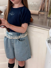Load image into Gallery viewer, POISSON KIDS FRILL DENIM SHORTS**PREORDER