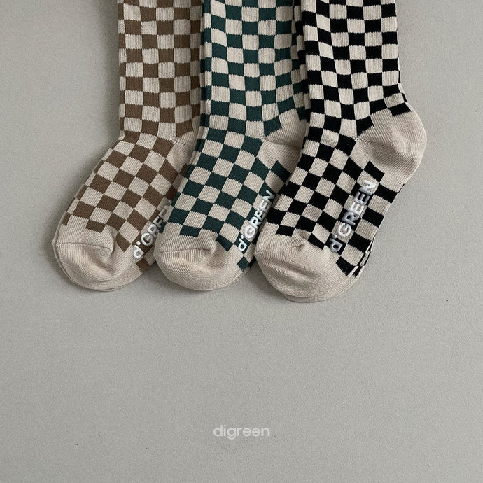 DIGREEN Check socks set of 3* Preorder