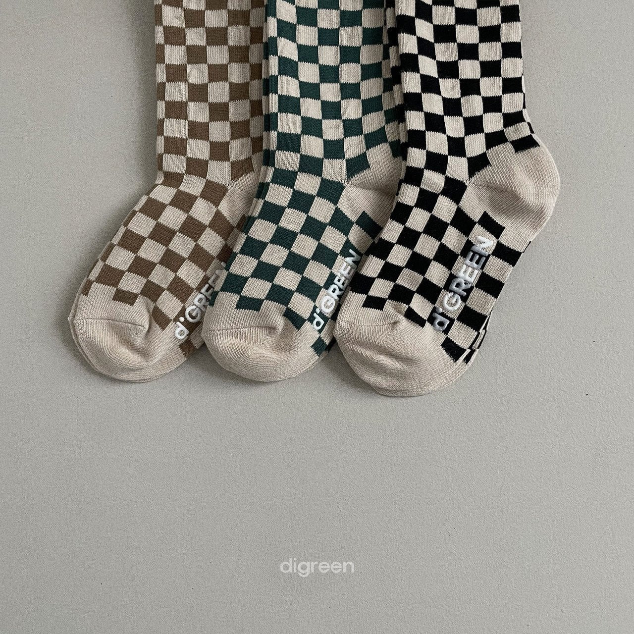 DIGREEN Check socks set of 3* Preorder